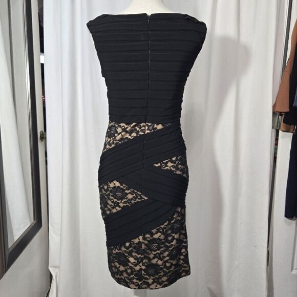 Adrianna papell lace combo cocktail dress sz 4 - Picture 4 of 10